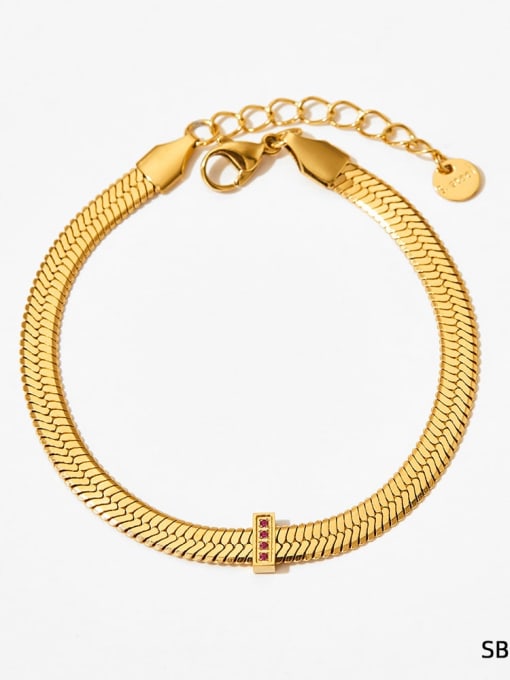 SBK112 Golden+ Red Stainless steel Snake Bone Chain Minimalist Link Bracelet