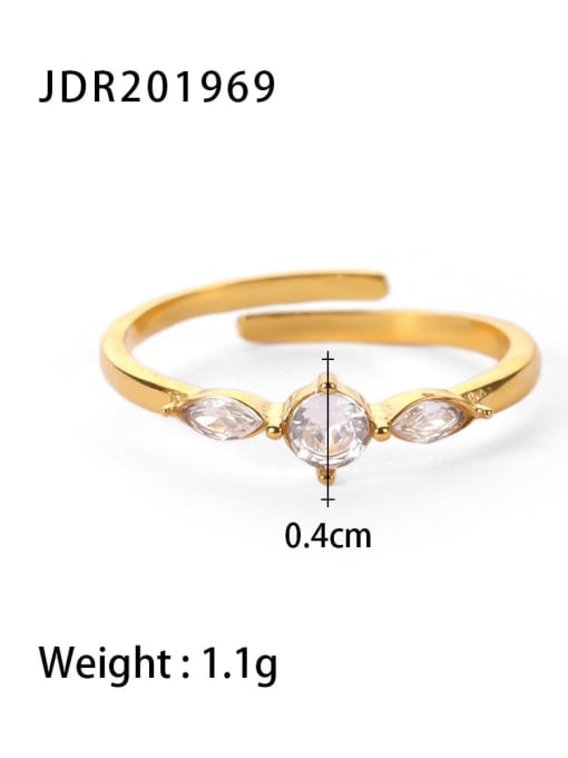 JDR201969 Stainless steel Cubic Zirconia Geometric Dainty Band Ring