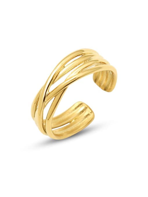 A187 golden Titanium 316L Stainless Steel Irregular Minimalist Band Ring with e-coated waterproof