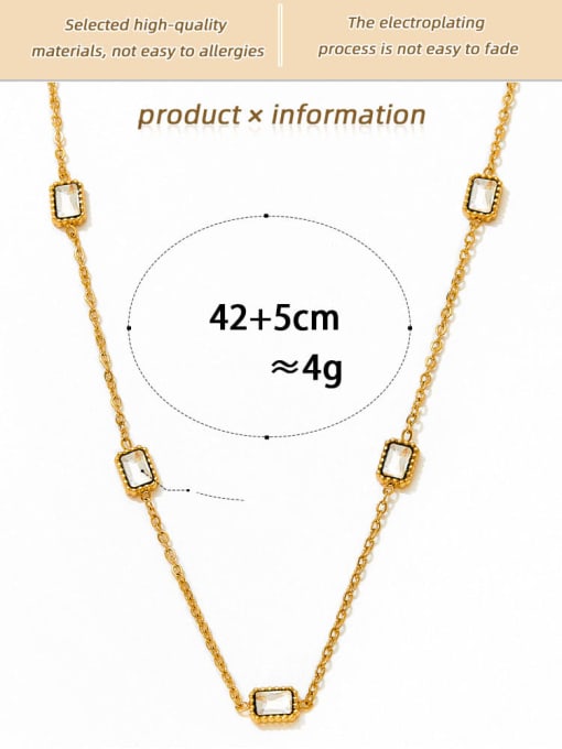 Clioro Trend Geometric Stainless steel Cubic Zirconia Bracelet and Necklace Set 4