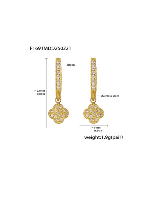 F1691 Golden Earrings Stainless steel Cubic Zirconia Moon Minimalist Huggie Earring
