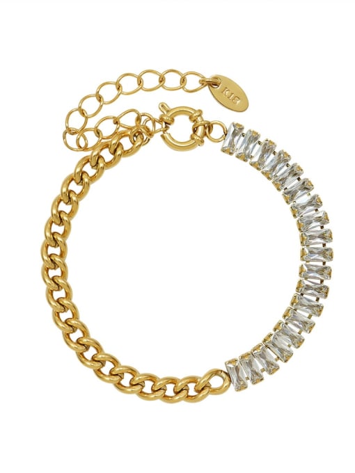 gold 15 cm Titanium 316L Stainless Steel Cubic Zirconia Geometric Vintage Bracelet with e-coated waterproof