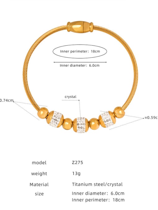 Z275 Gold Bracelet Titanium Steel Cubic Zirconia Geometric Hip Hop Adjustable Bracelet