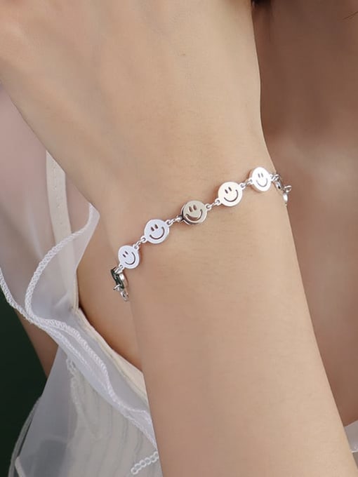 E027 steel  plated bracelet 15+ 6cm Titanium 316L Stainless Steel Smiley Minimalist Bracelet with e-coated waterproof