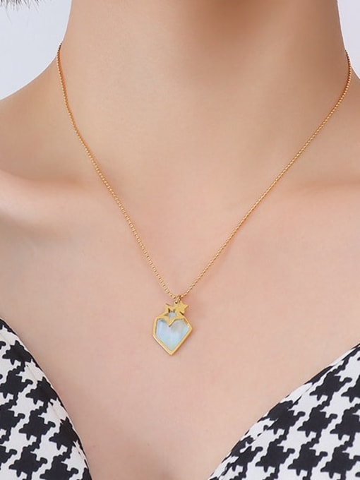 P557 gold necklace 40+ 5cm Titanium Steel Shell Geometric Minimalist Necklace