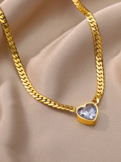 K.Love Titanium Steel Cubic Zirconia Heart Hip Hop Necklace 1
