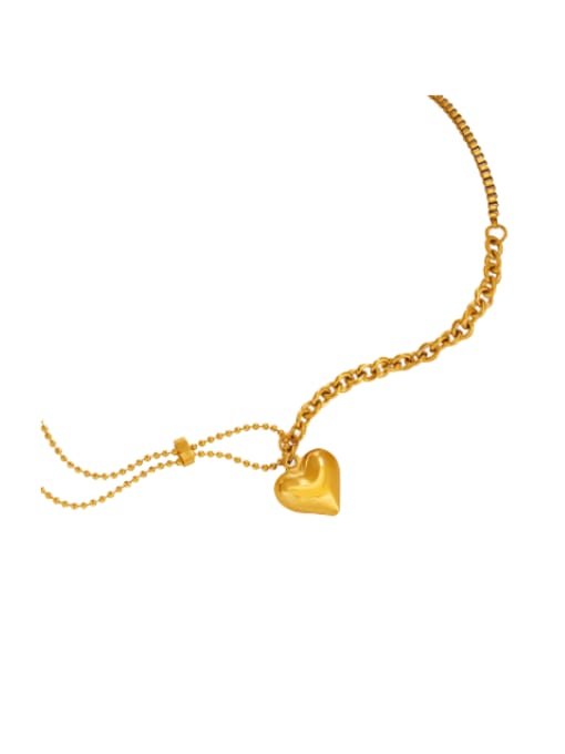 Gold necklace 40 +5cm Titanium Steel Heart Vintage Multi Strand Necklace