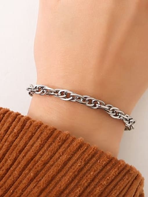 E057 steel thick chain bracelet Titanium Steel Vintage Twisted  Irregular Bracelet and Necklace Set