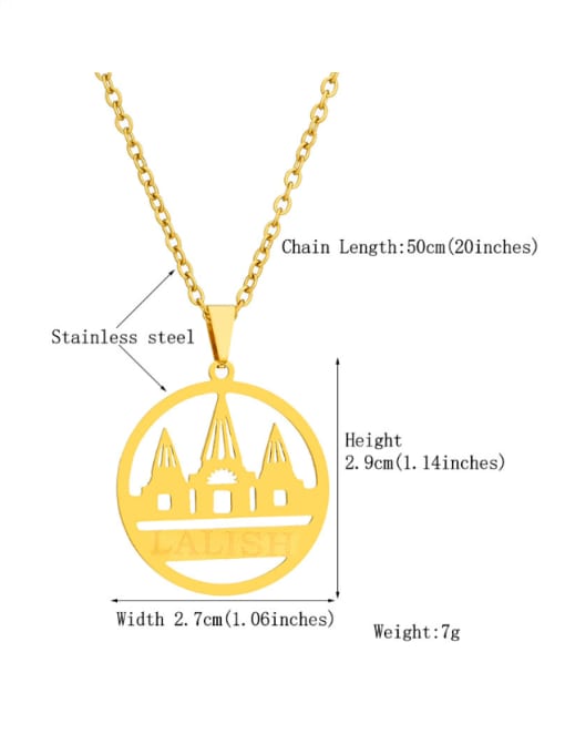 golden Stainless steel Geometric Ethnic Yazidilarish Map Pendant Necklace