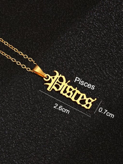Golden Pisces Stainless steel Constellation Hip Hop Necklace