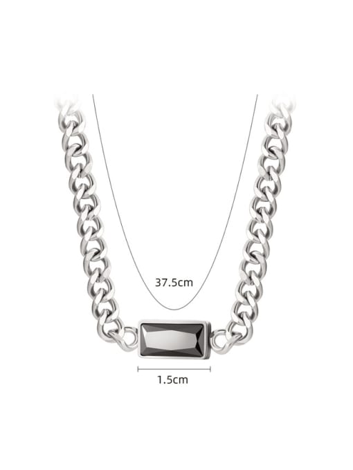 YAYACH Titanium Steel Glass Stone Geometric Vintage Hollow Chain Necklace 2