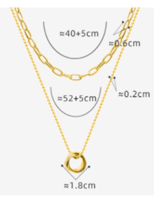 MAKA Titanium Steel Geometric Vintage Hollow  Chain Multi Strand Necklace 3