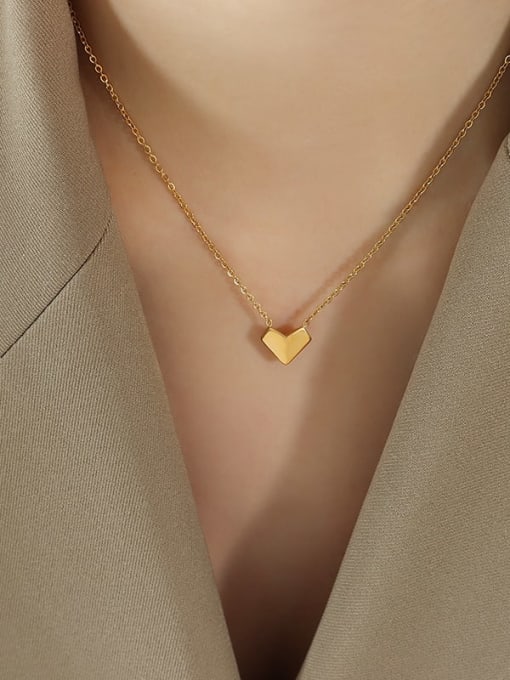 Gold necklace 40 +5cm Titanium Steel Heart Minimalist Necklace