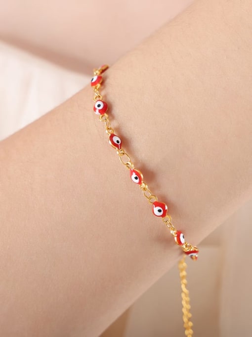 Red Drop Oil Gold Bracelet Titanium Steel Enamel Minimalist Evil Eye Bracelet and Necklace Set