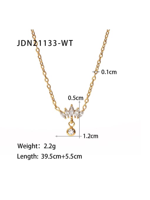 J&D Stainless steel Cubic Zirconia Crown Dainty Necklace 2