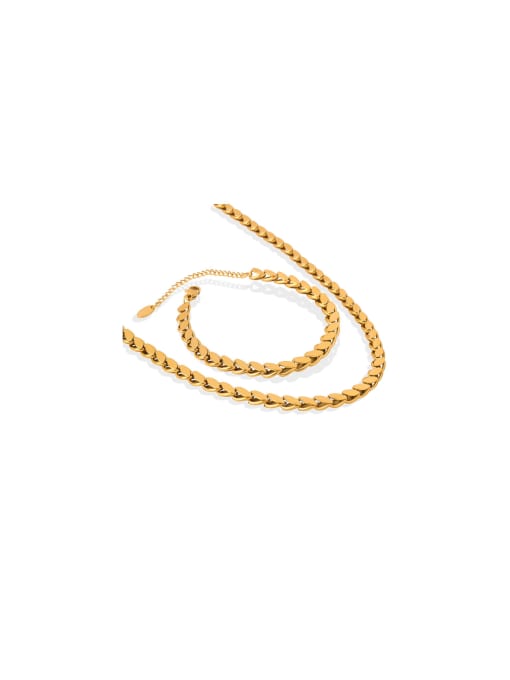 MAKA Trend Geometric Titanium Steel Bracelet and Necklace Set