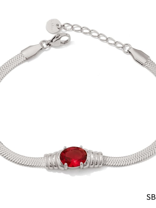 SBP060 Steel Bracelet Trend Geometric Stainless steel Cubic Zirconia Bracelet and Necklace Set