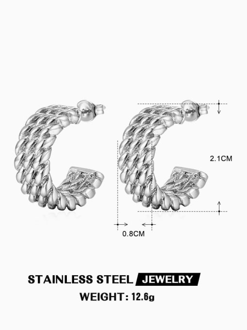 Steel color ZN441S Stainless steel Geometric Hip Hop Stud Earring
