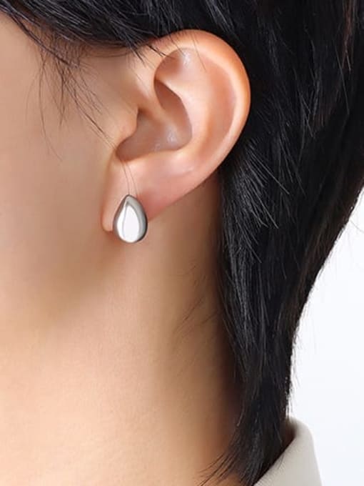 F006 Steel Earrings Titanium Steel Smooth Water Drop Minimalist Stud Earring