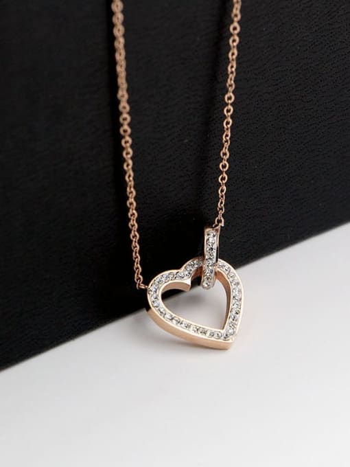 K.Love Titanium Steel Rhinestone Heart Minimalist Necklace 4