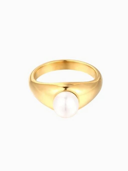 JDR201168 Stainless steel Freshwater Pearl Geometric Dainty Band Ring