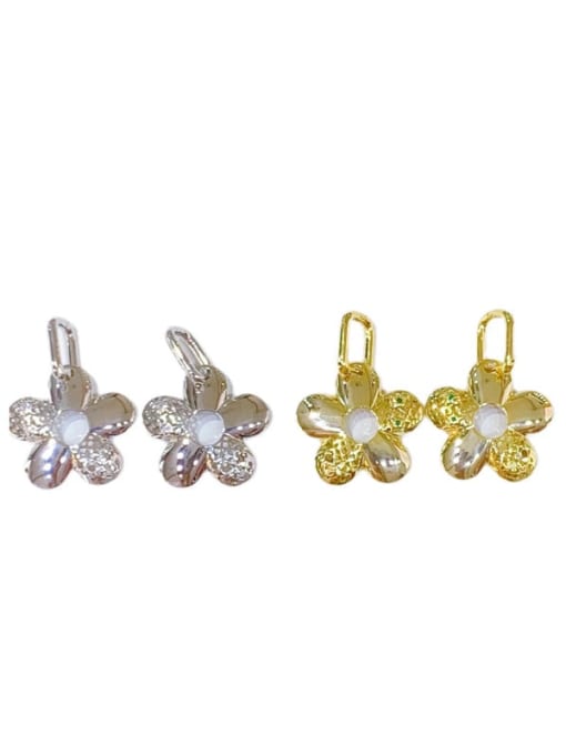 Clioro Brass Cubic Zirconia Flower Vintage Drop Earring 4