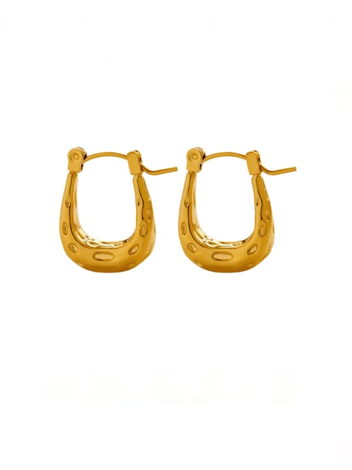 F029 gold Titanium Steel Geometric Vintage Huggie Earring
