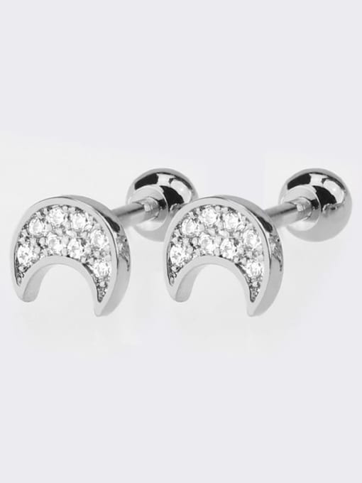 White steel multi Zircon Earrings Brass Cubic Zirconia Heart Dainty Single Earring