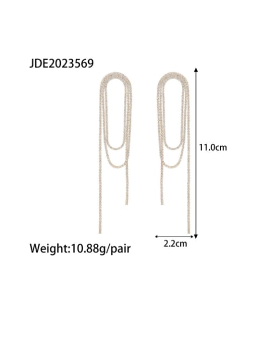 J&D Stainless steel Cubic Zirconia Tassel Minimalist Threader Earring 2