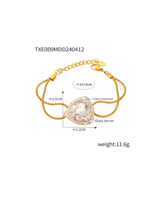 TXE009 White Glass Zircon Bracelet Titanium Steel Glass Stone Heart  Hip Hop  Bracelet and Necklace Set