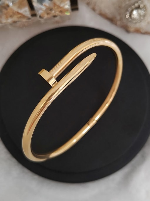 Smooth bracelet gold Titanium Steel Cubic Zirconia Geometric Trend Cuff Bangle