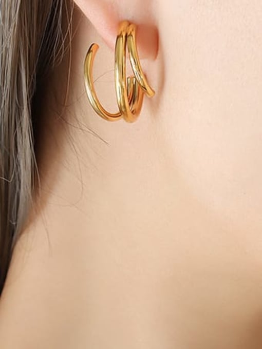Gold earrings (pair) Titanium Steel Geometric Vintage Stud Earring