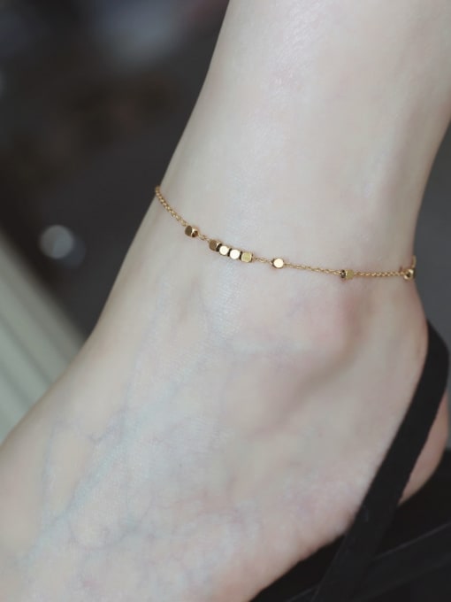 Eight small square ankle chains in gold Titanium Steel Geometric Dainty Link Bracelet