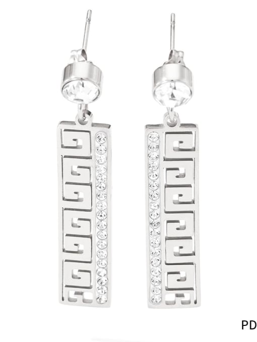 PDE999 Platinum Stainless steel Geometric Trend Drop Earring