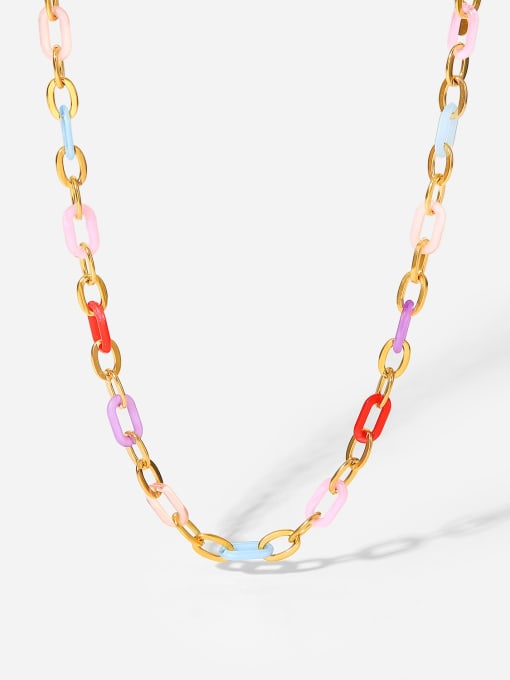 J&D Stainless steel Resin Geometric  Chain Trend Necklace
