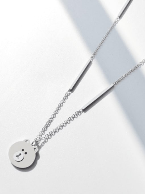 Steel necklace 42 +5cm Titanium 316L Stainless Steel Bear Cute Necklace with e-coated waterproof