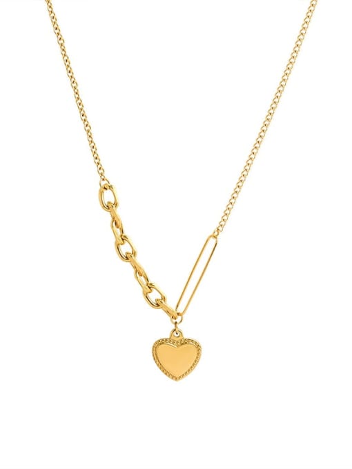 MAKA Titanium 316L Stainless Steel Heart Vintage Necklace with e-coated waterproof 0
