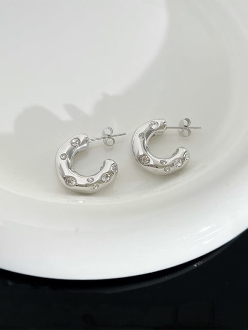 DEP670 Steel White Diamond Stainless steel Cubic Zirconia Geometric Trend Stud Earring