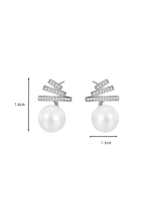 Clioro Brass Imitation Pearl Geometric Minimalist Stud Earring 3