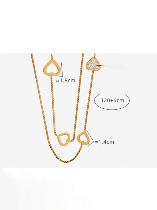 MAKA Titanium Steel Cubic Zirconia Heart Minimalist Long Strand Necklace 3