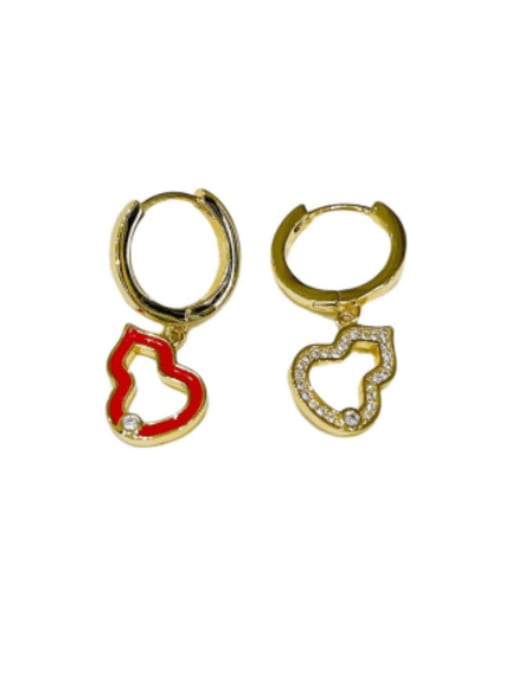 Clioro Brass Enamel Irregular Vintage Huggie Earring 2