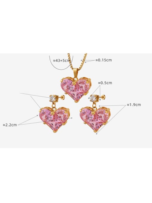 MAKA Brass Cubic Zirconia Dainty Heart Earring and Necklace Set 4