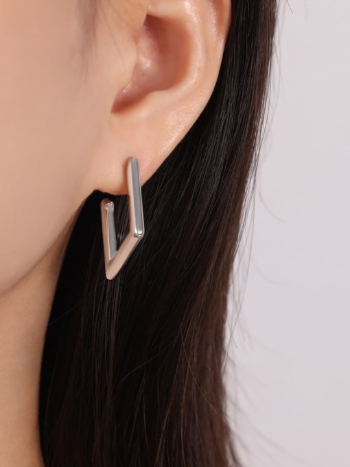 F1376 Diamond Steel Earrings Titanium Steel Geometric Minimalist Drop Earring
