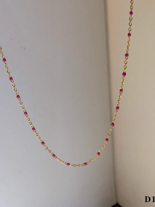 Rose red dripping oil D1147 Stainless steel Enamel Geometric Dainty Necklace