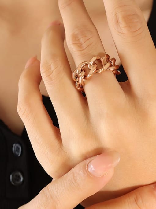 A110 Rose Gold Ring Titanium Steel Geometric  Chain Vintage Band Ring