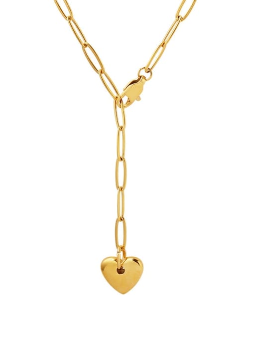 MAKA Titanium Steel Heart Minimalist Tassel Necklace 0