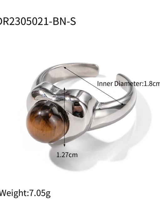 JDR2305021 BN S Stainless steel Tiger Eye Geometric Vintage Band Ring