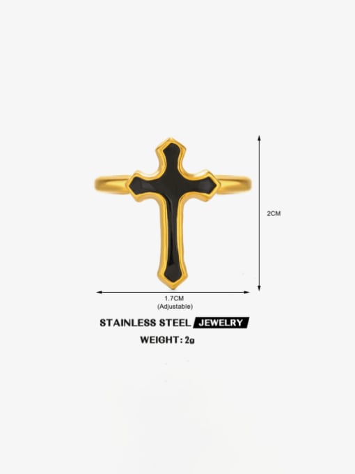 Stainless steel Enamel Cross Hip Hop Band Ring - 1001820580