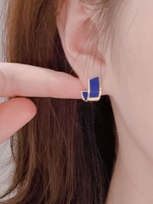 Clioro Brass Enamel Geometric Minimalist Stud Earring 1