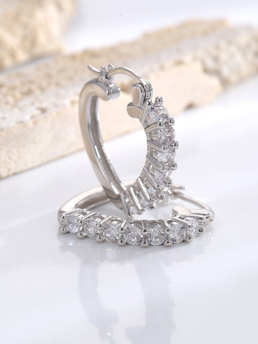 H01859 steel color Brass Cubic Zirconia Heart Luxury Stud Earring